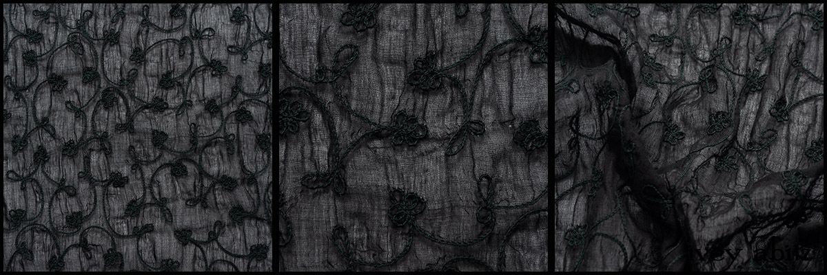 Black Embroidered Washed Voile - Collection 63 - 2020