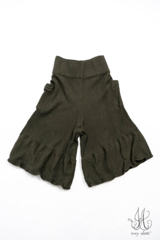 Campanella Culottes in Pine Green Accordion Ribbed Knit