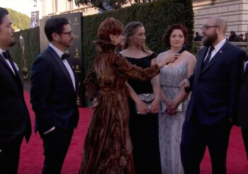 Carolyn Hennesy wears Ivey Abitz on the Emmys red carpet whilst interviewing directors and editors of Disney's Ducktales