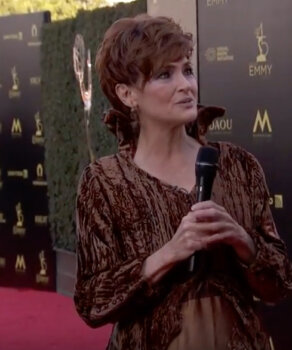 Carolyn Hennesy wears Ivey Abitz on the Emmys red carpet