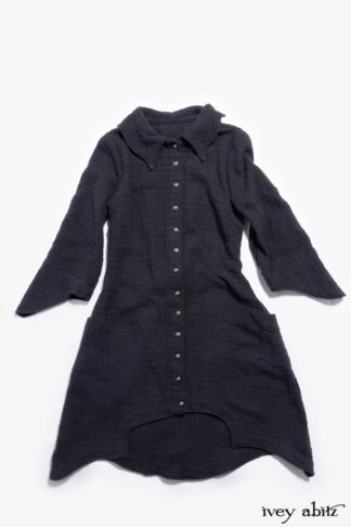 Featured Chittister Duster Coat in Slate Embroidered Windowpane Weave - Nearly Sold Out