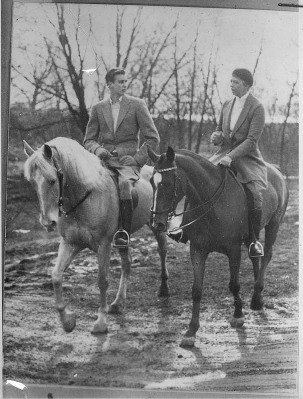 Eleanor riding horses with her son, John. Courtesy FDR Library.