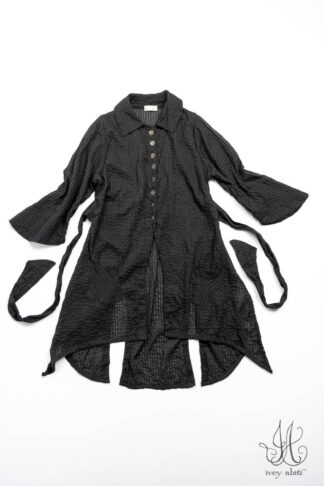 Elsie Duster Coat in Iron Pin Tucked Voile