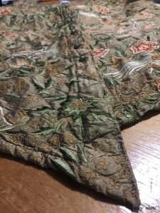 Fairholme vest in birdsong embroidered silk with antique wooden composition buttons, circa early 1900’s (1) by Ivey Abitz