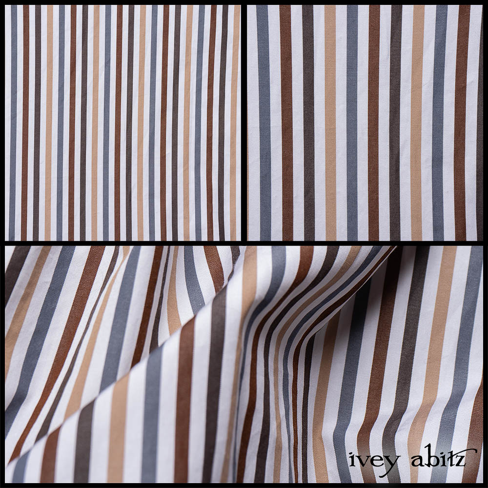 Description: Smart stripe, this one. It goes with everything in the collection! Bark? You got it. Mountain Fog? Yes, there it is, right there in the stripe. Riverbank? Hey, it is in there, too! See what we mean? Matches eveyrthing. Because of its matching prowess, we encourage you to order it in a favourite IA shirt design and a favourite frock. Choose designs that have horizontal bands or pleating as this will really allow you to play up the stripe in the weave. Content: 100 percent cotton. Woven in Europe. Four season weave. Care: Simply hand wash or put through machine delicate cycle in cold water with a plant based detergent. We suggest using a natural fabric softener to maintain the softness we have washed into it. Tumble dry on extra-low heat for just a few minutes with our artisan wool dryer balls to keep the relaxed effect that is featured in the Look Book.