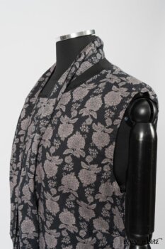 Wildefield Frock in Wolfie Grey Floral Voile; Limited Edition Blanchefleur Sash in Wolfie Grey Floral Voile; Blanchefleur Frock in Black Puckered Check Weave. By Ivey Abitz