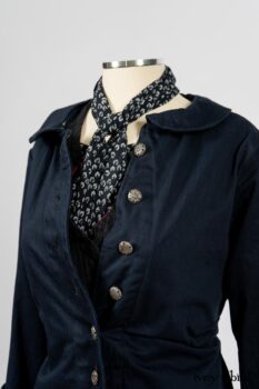 Arthur Hill Jacket in Lakeland Herringbone; Limited Edition Arthur Hill Frock in Royal Pinstripe Twill; Blanchefleur Sash in Lakeland Flutter Weave; Fennefleur Frock in Lakeland Flutter Weave. By Ivey Abitz