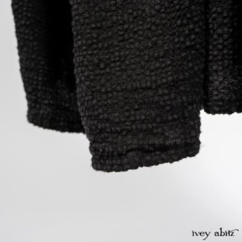 Limited Edition Elliot Jacket in Lakeland Floral Lace Knit; Blanchefleur Frock in Black Puckered Check Weave. By Ivey Abitz