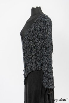 Limited Edition Elliot Jacket in Lakeland Floral Lace Knit; Blanchefleur Frock in Black Puckered Check Weave. By Ivey Abitz