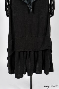 Limited Edition Elliot Jacket in Lakeland Floral Lace Knit; Blanchefleur Frock in Black Puckered Check Weave. By Ivey Abitz