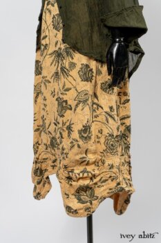 Limited Edition Arthur Hill Shirt in Arthurian Green Cotton Voile; Scattergood Frock in Arthurian Green Floral Washed Linen. By Ivey Abitz