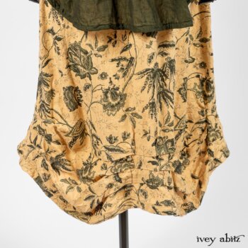 Limited Edition Arthur Hill Shirt in Arthurian Green Cotton Voile; Scattergood Frock in Arthurian Green Floral Washed Linen. By Ivey Abitz