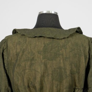 Limited Edition Arthur Hill Shirt in Arthurian Green Cotton Voile; Scattergood Frock in Arthurian Green Floral Washed Linen. By Ivey Abitz