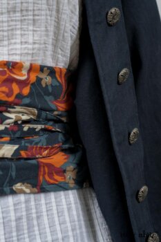 Highlands Shirt in White Wainscot Weave; Limited Edition Porte Cochere Sash in Cottage Garden Weave; Arthur Hill Jacket in Lakeland Washed Herringbone; Montague Trousers in Lakeland Woven Stripe. By Ivey Abitz