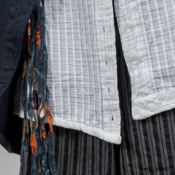 Highlands Shirt in White Wainscot Weave; Limited Edition Porte Cochere Sash in Cottage Garden Weave; Arthur Hill Jacket in Lakeland Washed Herringbone; Montague Trousers in Lakeland Woven Stripe. By Ivey Abitz