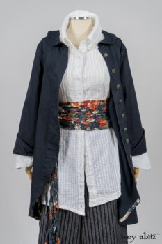 Highlands Shirt in White Wainscot Weave; Limited Edition Porte Cochere Sash in Cottage Garden Weave; Arthur Hill Jacket in Lakeland Washed Herringbone; Montague Trousers in Lakeland Woven Stripe. By Ivey Abitz