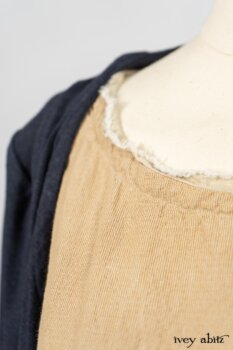 Cavendish Cardigan in Fresh Water Melange Knit; Limited Edition Porte Cochere Sash in Cottage Garden Weave; Blanchefleur Frock in Sun and Sand Washed Stripe. By Ivey Abitz