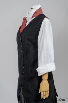 Highlands Shirt in White Wainscot Weave; Fairholme Necktie in Red Door Washed Cotton; Limited Edition Arthur Hill Frock in Royal Pinstripe Twill; Montague Trousers in Lakeland Woven Stripe. By Ivey Abitz