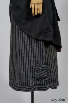 Highlands Shirt in White Wainscot Weave; Fairholme Necktie in Red Door Washed Cotton; Limited Edition Arthur Hill Frock in Royal Pinstripe Twill; Montague Trousers in Lakeland Woven Stripe. By Ivey Abitz