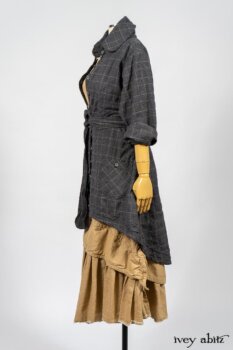 Limited Edition Amorette Shirt Jacket in Lakeland Glen Plaid Weave; Blanchefleur Frock in Sun and Sand Washed Stripe. By Ivey Abitz