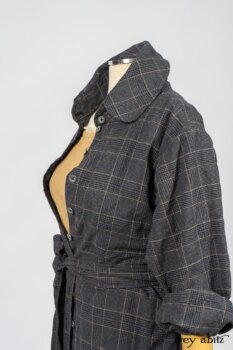 Limited Edition Amorette Shirt Jacket in Lakeland Glen Plaid Weave; Blanchefleur Frock in Sun and Sand Washed Stripe. By Ivey Abitz