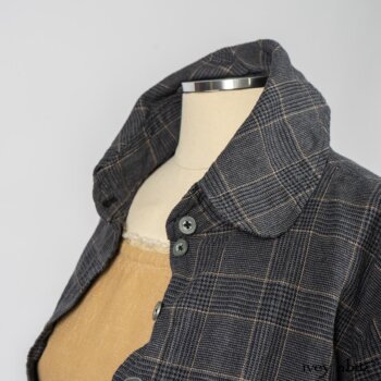 Limited Edition Amorette Shirt Jacket in Lakeland Glen Plaid Weave; Blanchefleur Frock in Sun and Sand Washed Stripe. By Ivey Abitz