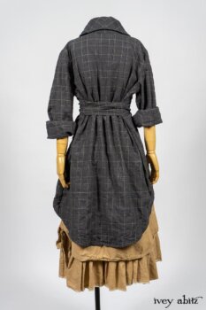 Limited Edition Amorette Shirt Jacket in Lakeland Glen Plaid Weave; Blanchefleur Frock in Sun and Sand Washed Stripe. By Ivey Abitz