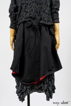 Limited Edition Elliot Jacket in Lakeland Floral Lace Knit; Limited Edition Arthur Hill Frock in Royal Pinstripe Twill; Limited Edition Porte Cochere Sash in Cottage Garden Weave; Fennefleur Frock in Lakeland Flutter Weave. By Ivey Abitz