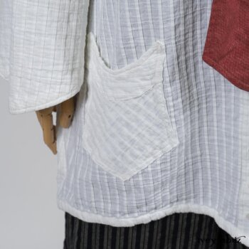 Highlands Shirt in White Clapboard Weave; Fairholme Necktie in Red Door Washed Cotton; Montague Trousers in Lakeland Woven Stripe. By Ivey Abitz