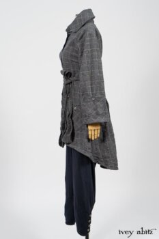 Limited Edition Amorette Shirt Jacket in Lakeland Glen Plaid Weave; Pierrepont Leggings Breeches in Fresh Water Melange Knit. By Ivey Abitz