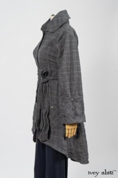 Limited Edition Amorette Shirt Jacket in Lakeland Glen Plaid Weave; Pierrepont Leggings Breeches in Fresh Water Melange Knit. By Ivey Abitz