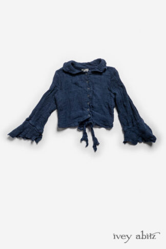 IA101 Crest Jacket in Hudson Blue Washed Crinkled Linen-M