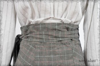 Fairholme Shirt in Black and White Stripe Stretch Linen; Sophia Necktie in Black and Cordelia Rose Plaid Cotton; Fairholme Skirt in Black and White Plaid Stretch Linen.