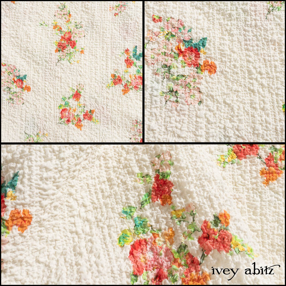 Impressionism Floral Puckered Stretch Weave