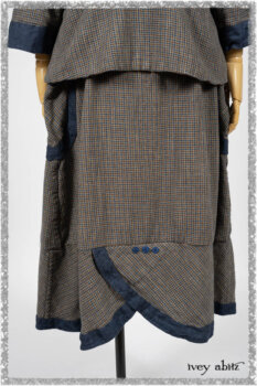 Sennen Jacket in Estuary Petite Check with Estuary Wondrous Washed Linen details; Sennen Frock in Estuary Petite Weave with Estuary Wondrous Washed Linen details. Ivey Abitz bespoke clothing.