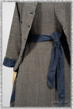 Sennen Jacket in Estuary Petite Check with Estuary Wondrous Washed Linen details; Sennen Frock in Estuary Petite Weave with Estuary Wondrous Washed Linen details. Ivey Abitz bespoke clothing.