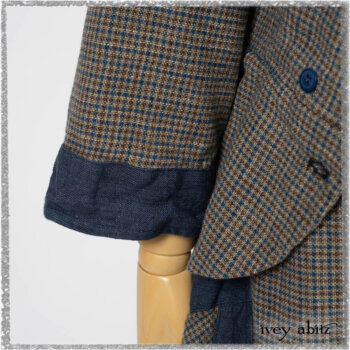 Sennen Jacket in Estuary Petite Check with Estuary Wondrous Washed Linen details; Sennen Frock in Estuary Petite Weave with Estuary Wondrous Washed Linen details. Ivey Abitz bespoke clothing.