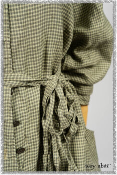 Chevallier Shirt in Seagrass Petite Check Linen; Chevallier Trousers in Seagrass Herringbone Twill with contrasting lacing to match shirt. Ivey Abitz bespoke clothing.