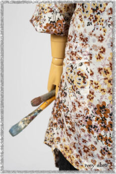 Bramley Dress in Plum Tree Watercolour Floral Voile; Cilla Slip Frock in Beacon Black Washed Ribbed Knit; Mewland Skirt in Black Washed Crinkled Linen. Ivey Abitz bespoke clothing.