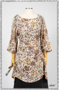 Bramley Dress in Plum Tree Watercolour Floral Voile; Cilla Slip Frock in Beacon Black Washed Ribbed Knit; Mewland Skirt in Black Washed Crinkled Linen. Ivey Abitz bespoke clothing.