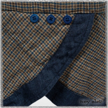 Sennen Frock in Estuary Petite Check with Estuary Wondrous Washed Linen details. Ivey Abitz bespoke clothing.