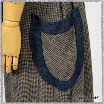 Sennen Frock in Estuary Petite Check with Estuary Wondrous Washed Linen details. Ivey Abitz bespoke clothing.