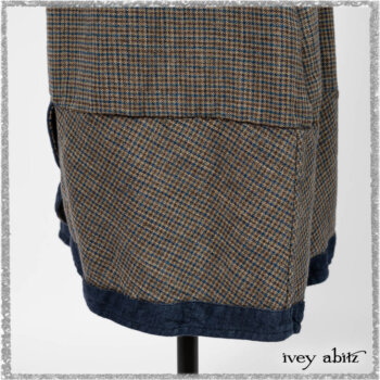 Sennen Frock in Estuary Petite Check with Estuary Wondrous Washed Linen details. Ivey Abitz bespoke clothing.