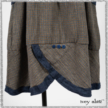 Sennen Frock in Estuary Petite Check with Estuary Wondrous Washed Linen details. Ivey Abitz bespoke clothing.