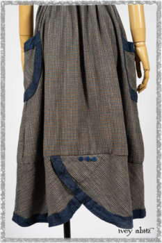 Sennen Frock in Estuary Petite Check with Estuary Wondrous Washed Linen details. Ivey Abitz bespoke clothing.