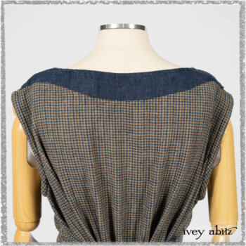 Sennen Frock in Estuary Petite Check with Estuary Wondrous Washed Linen details. Ivey Abitz bespoke clothing.