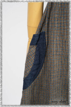 Sennen Frock in Estuary Petite Check with Estuary Wondrous Washed Linen details. Ivey Abitz bespoke clothing.