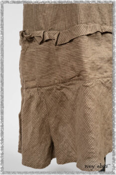 Saint Ans Jacket in Chestnut Tree Melange Knit; Porte Cochere Sash in Seagrass Crushed Knit; Hudson Frock in Earthen Washed Stripe Linen. Ivey Abitz bespoke clothing.
