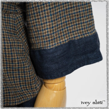 Sennen Jacket in Estuary Petite Check with Estuary Wondrous Washed Linen details; Sennen Frock in Estuary Petite Check with Estuary Wondrous Washed Linen details. Ivey Abitz bespoke clothing.