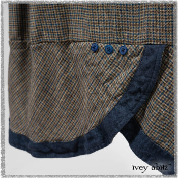 Sennen Jacket in Estuary Petite Check with Estuary Wondrous Washed Linen details; Sennen Frock in Estuary Petite Check with Estuary Wondrous Washed Linen details. Ivey Abitz bespoke clothing.